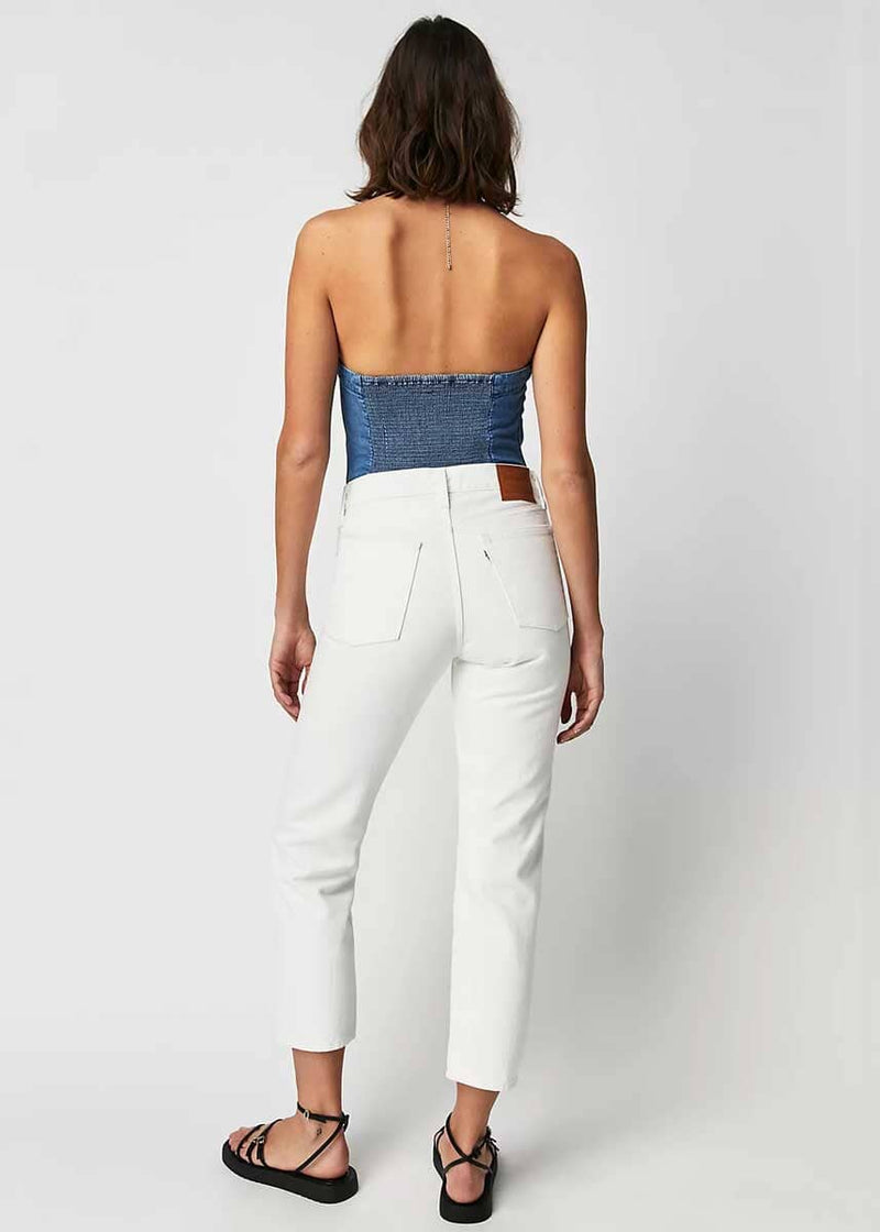 Ojai There White Eyelet Strapless Crop Top
