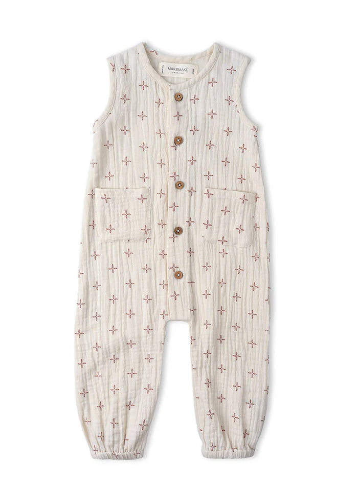 Organic Buttoned Jumpsuit - Cross