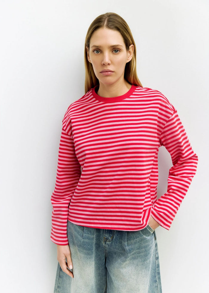 The Callahan Top - Pink & Red Stripe