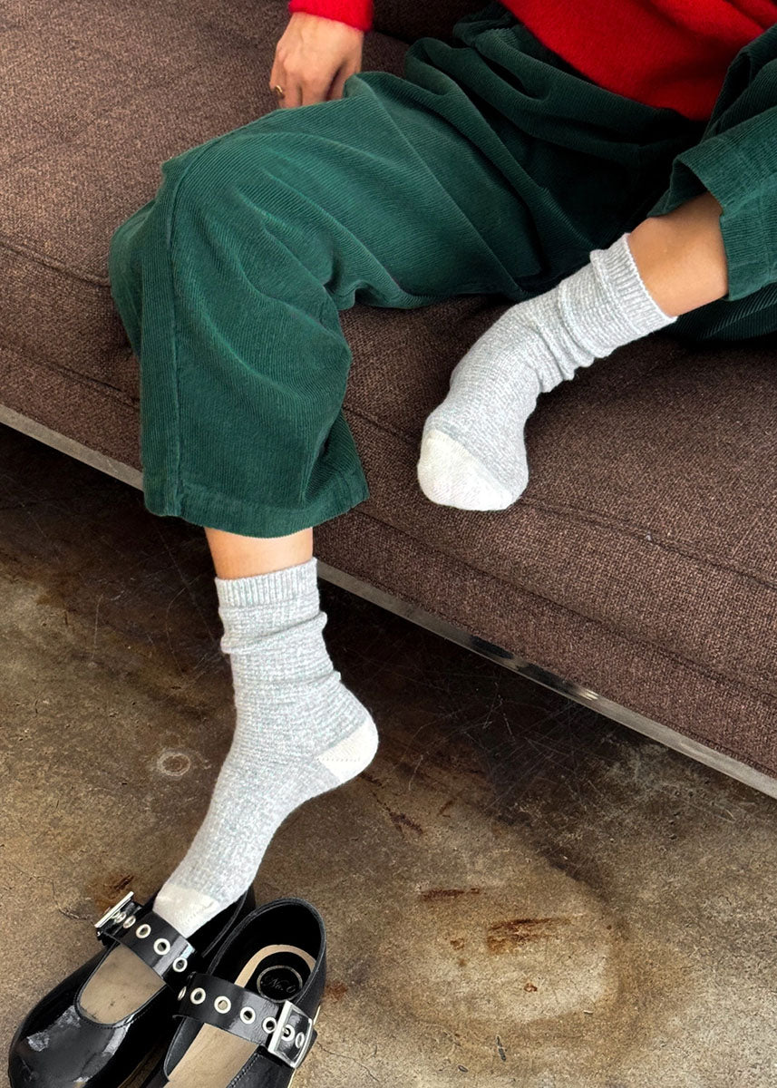 Wool Waffled Socks - Stone & Cream