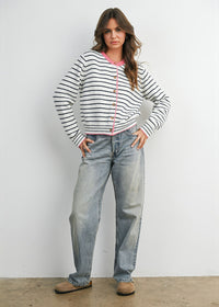Sailor Stripe Cardigan - Ivory & Pink