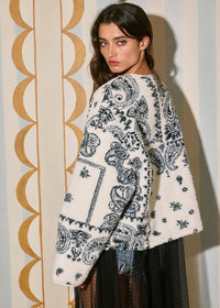 Pippa Paisley Teddy Jacket - Ivory & Black