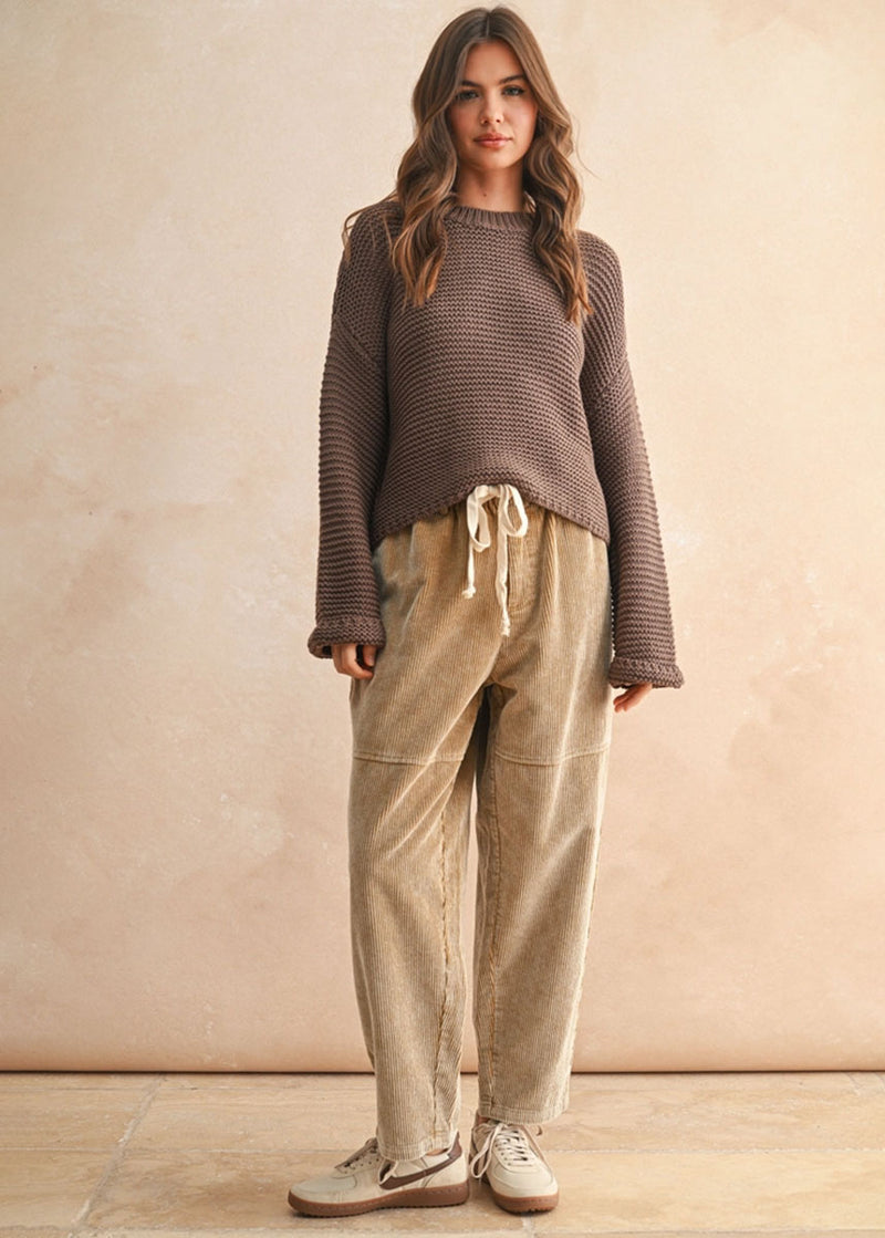 Hattie Round Neck Sweater - Chocolate