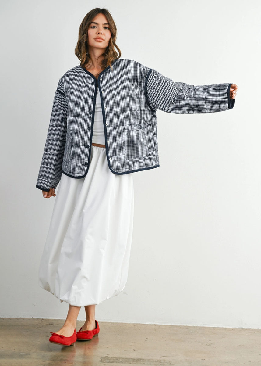 Astrid Quilted Puff Jacket - Navy Multi