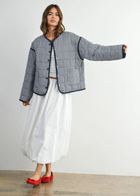 Astrid Quilted Puff Jacket - Navy Multi