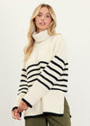 Saylor Stripe Turtleneck Sweater - Cream & Black