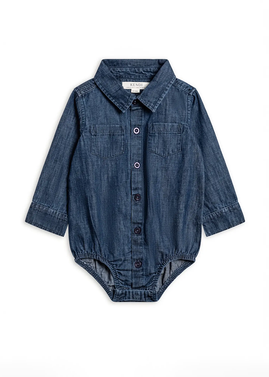 Flint Collared Bodysuit - Chambray