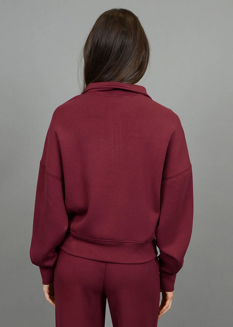 Mailyn Soft Scuba Half-Zip Pullover - Oxblood