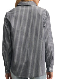 Seaport Striped Poplin Shirt - Washed Grey