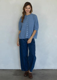Cherie Ribbed Cardigan - Dusty Blue