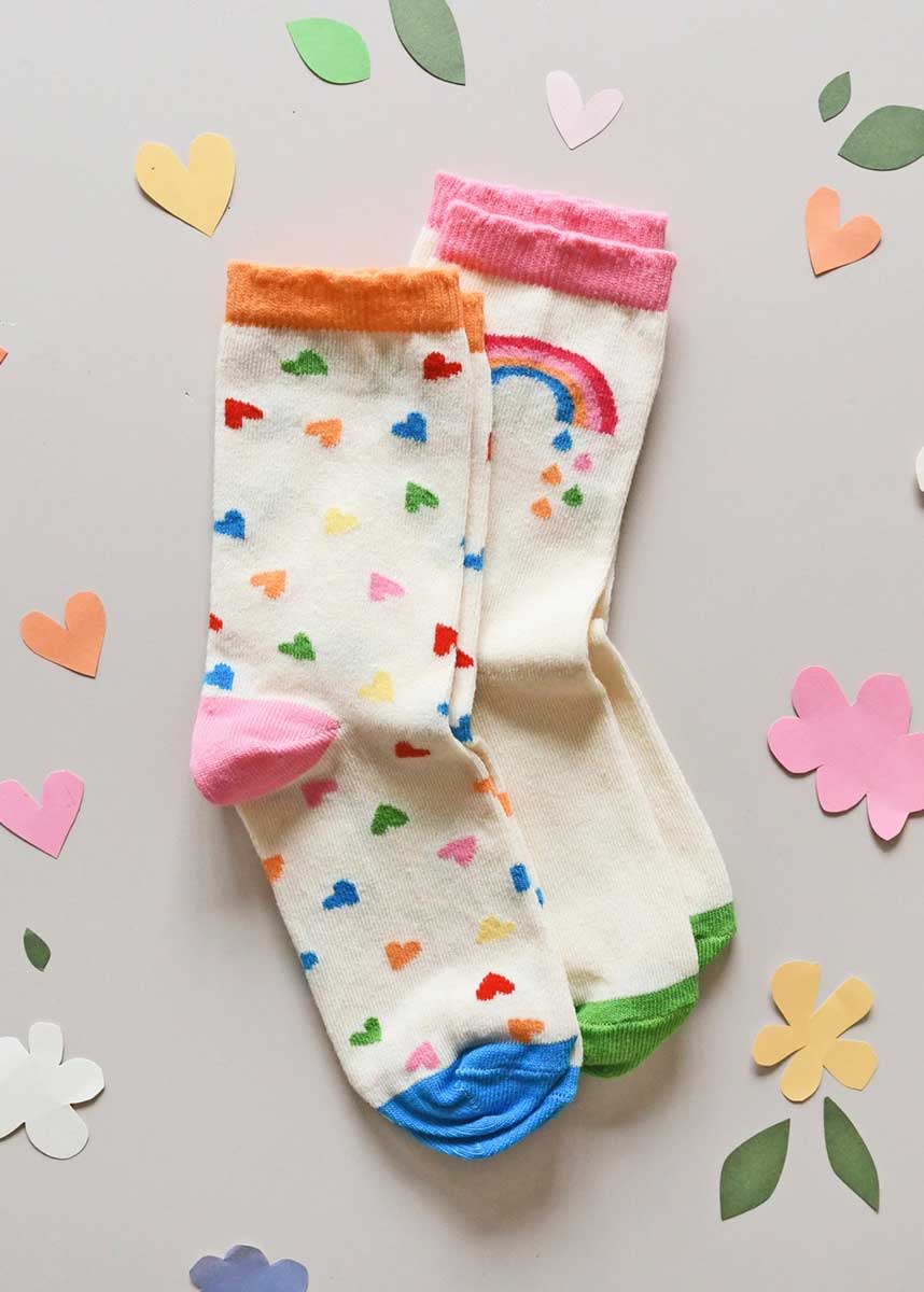 Rainbow Hearts Socks (2-Pack)