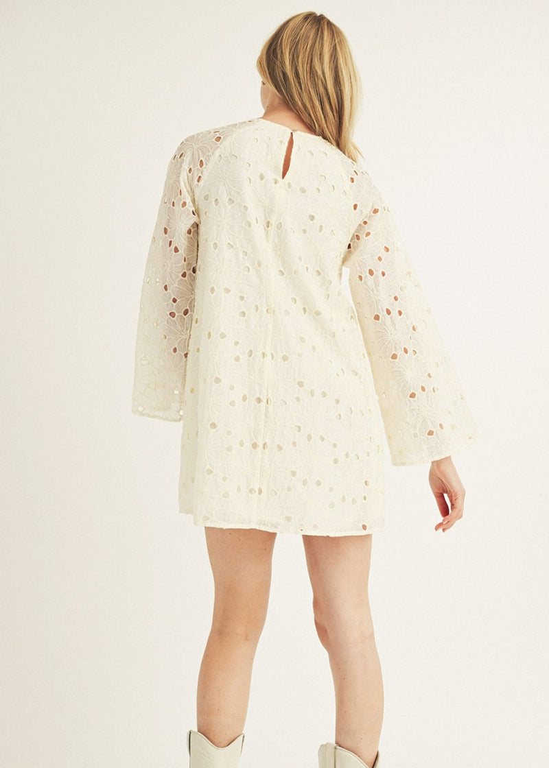 Tilda Eyelet Shift Dress - Cream Floral