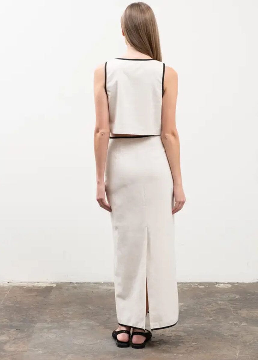 Orlo Pocketed Contrast Maxi Skirt - Natural