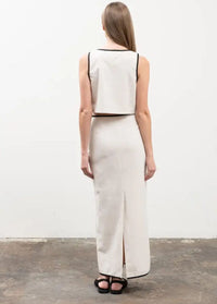 Orlo Pocketed Contrast Maxi Skirt - Natural