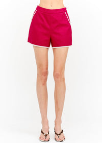 Marina Lace Trim Shorts - Red