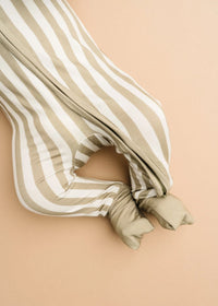 Bamboo Fold-Over Zipper Footie - Olive Stripe