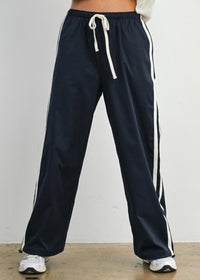 Acadia Striped Drawstring Pants - Navy & White