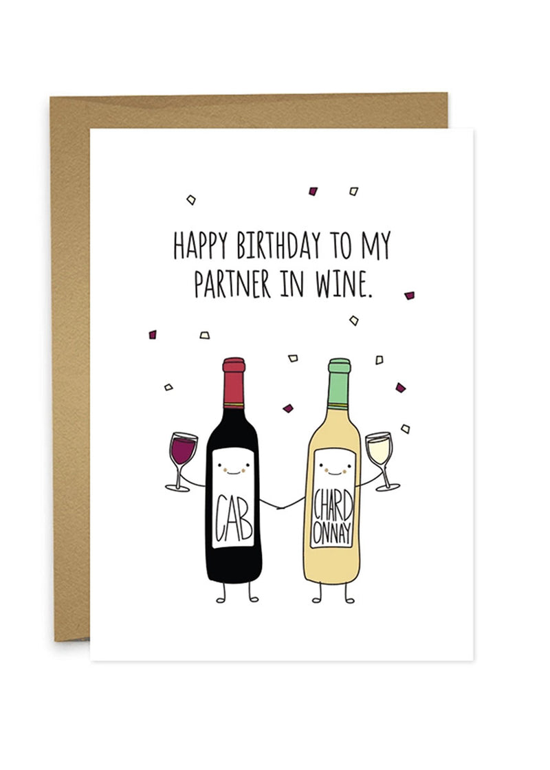 Partner In Wine Birthday Card