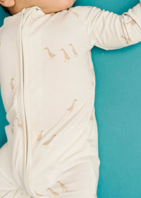 Bamboo Fold-Over Zipper Footie - Silly Goose