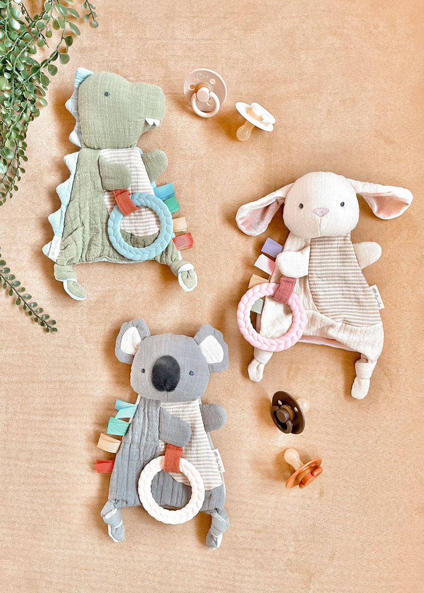 Bitzy Crinkle Sensory Toy with Teether - Dino