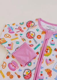 Breakfast Whimsy Bamboo Zipper Romper