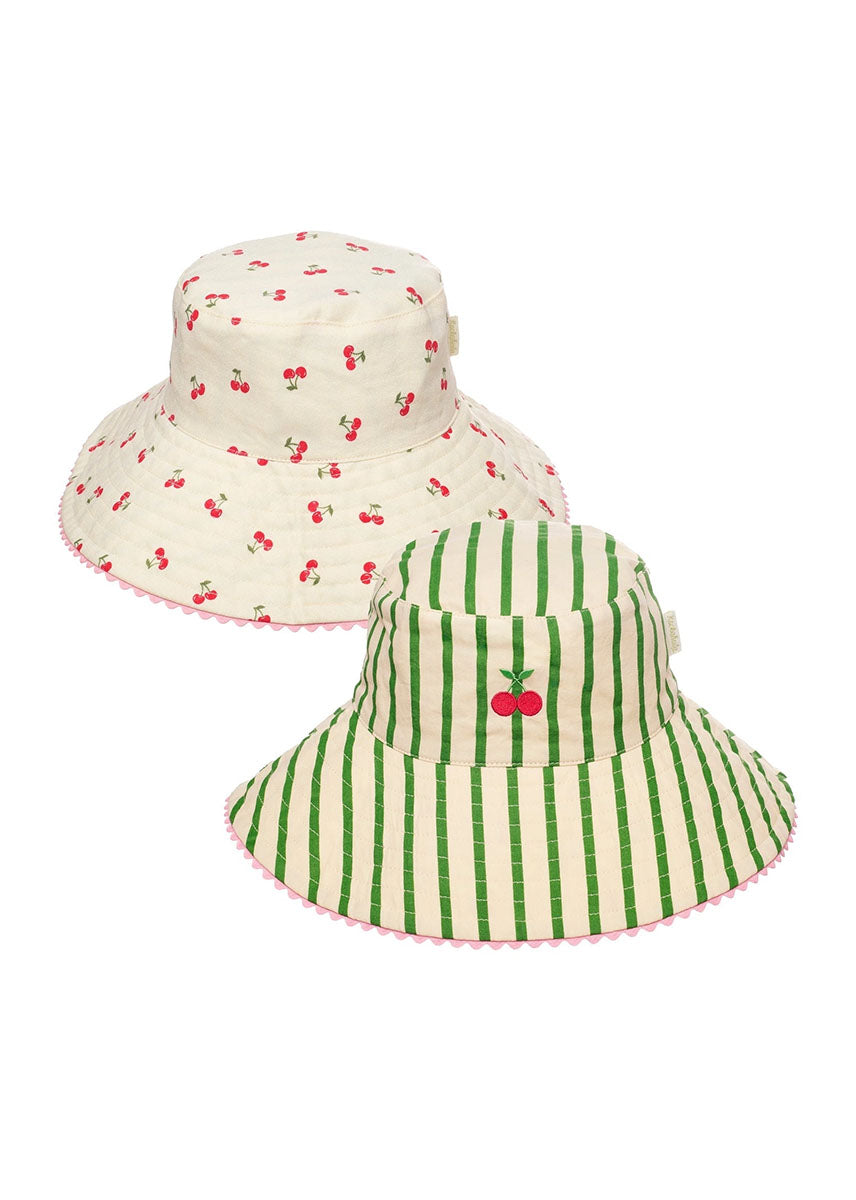Cherry Kiss Stripy Reversible Sun Hat