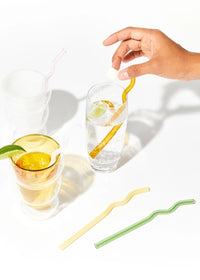 Squiggle Glass Straws Set