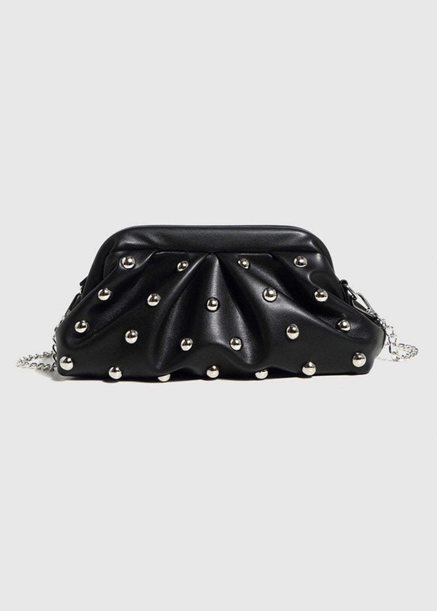 Studded Dumpling Clutch - Black