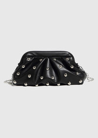 Studded Dumpling Clutch - Black