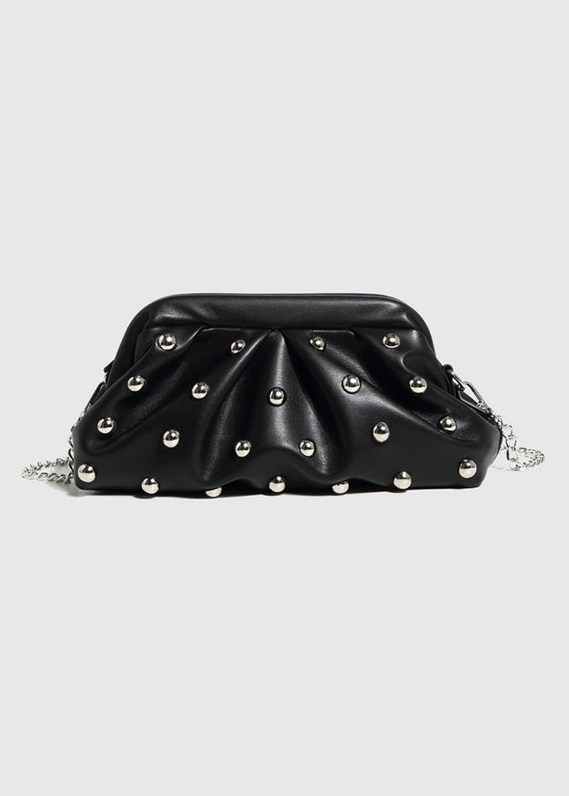 Studded Dumpling Clutch - Black