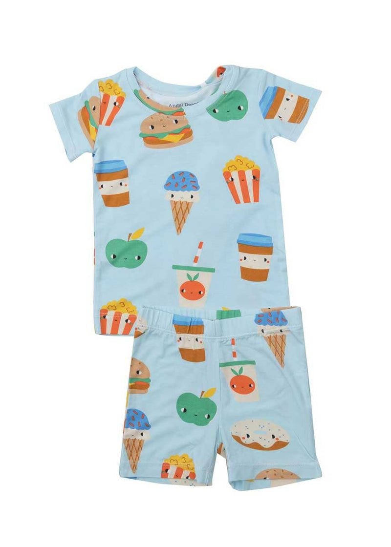 2-Piece Pajama Shorts Set - Send Snacks Blue