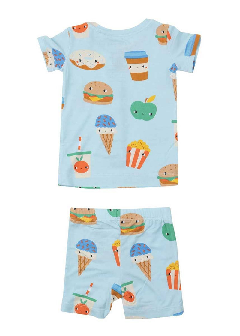 2-Piece Pajama Shorts Set - Send Snacks Blue