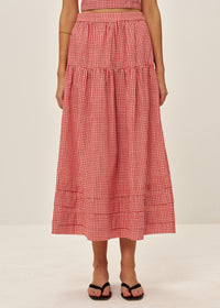 Jamie Midi Skirt - Red Gingham