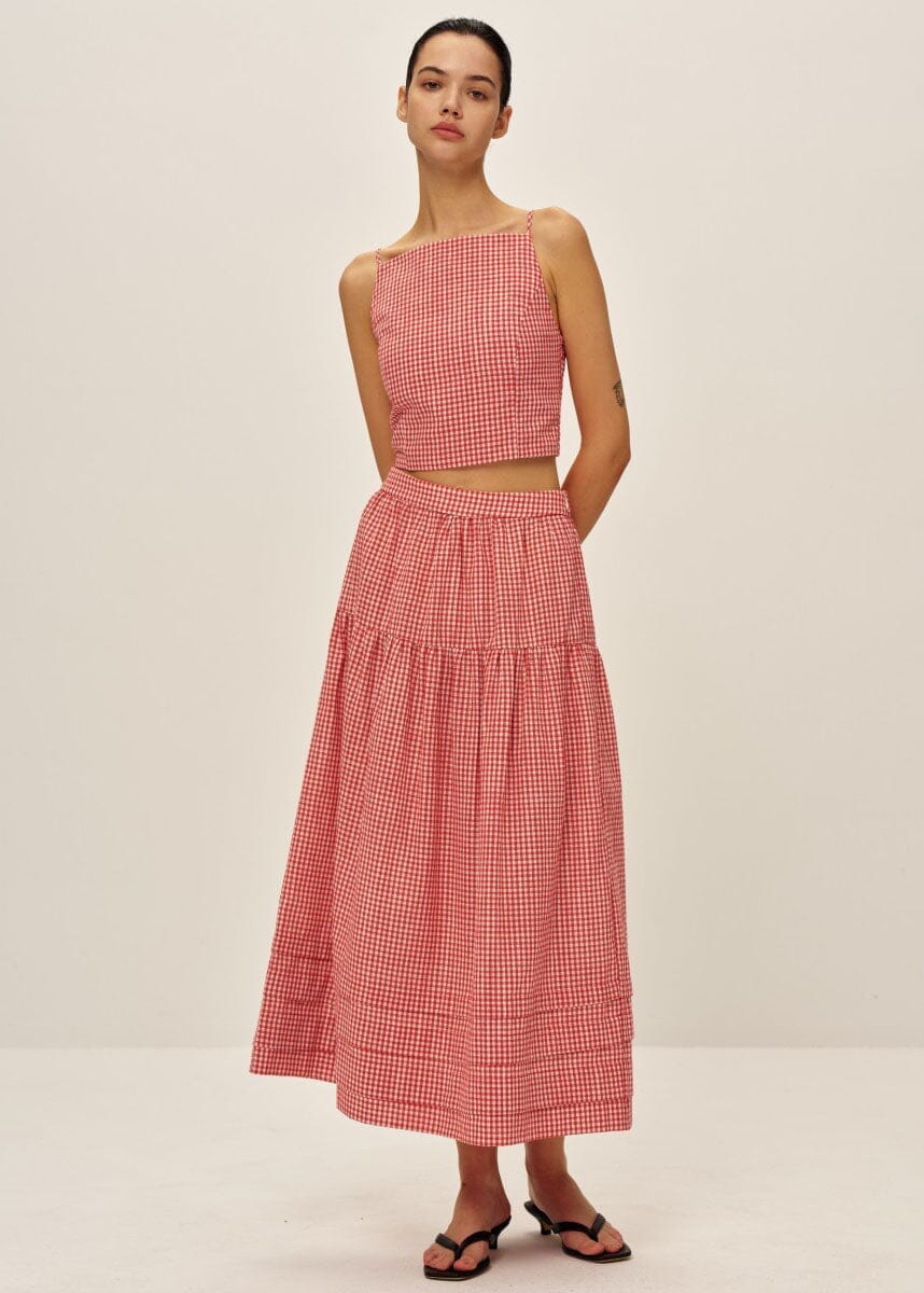 Jamie Midi Skirt - Red Gingham