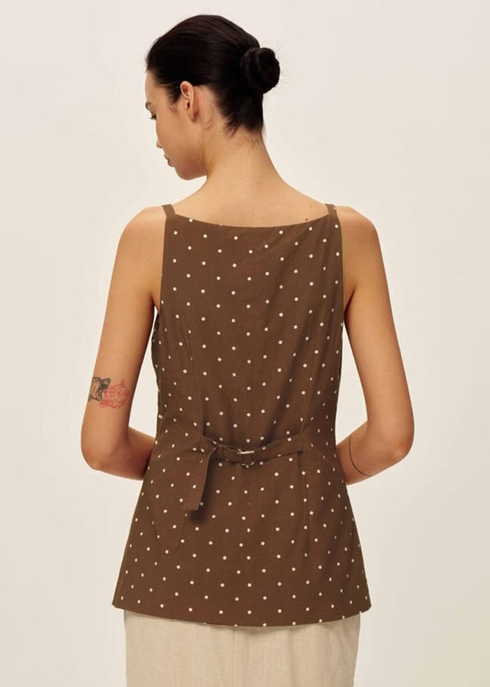 Elsie Top - Brown Ivory Dot