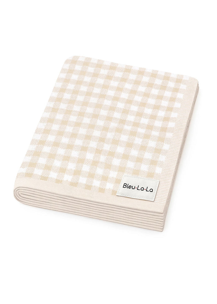 Cotton Receiving & Swaddle Blanket - Beige Plaid