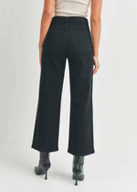 High Rise Cargo Pocket Wide Leg Jean - Black