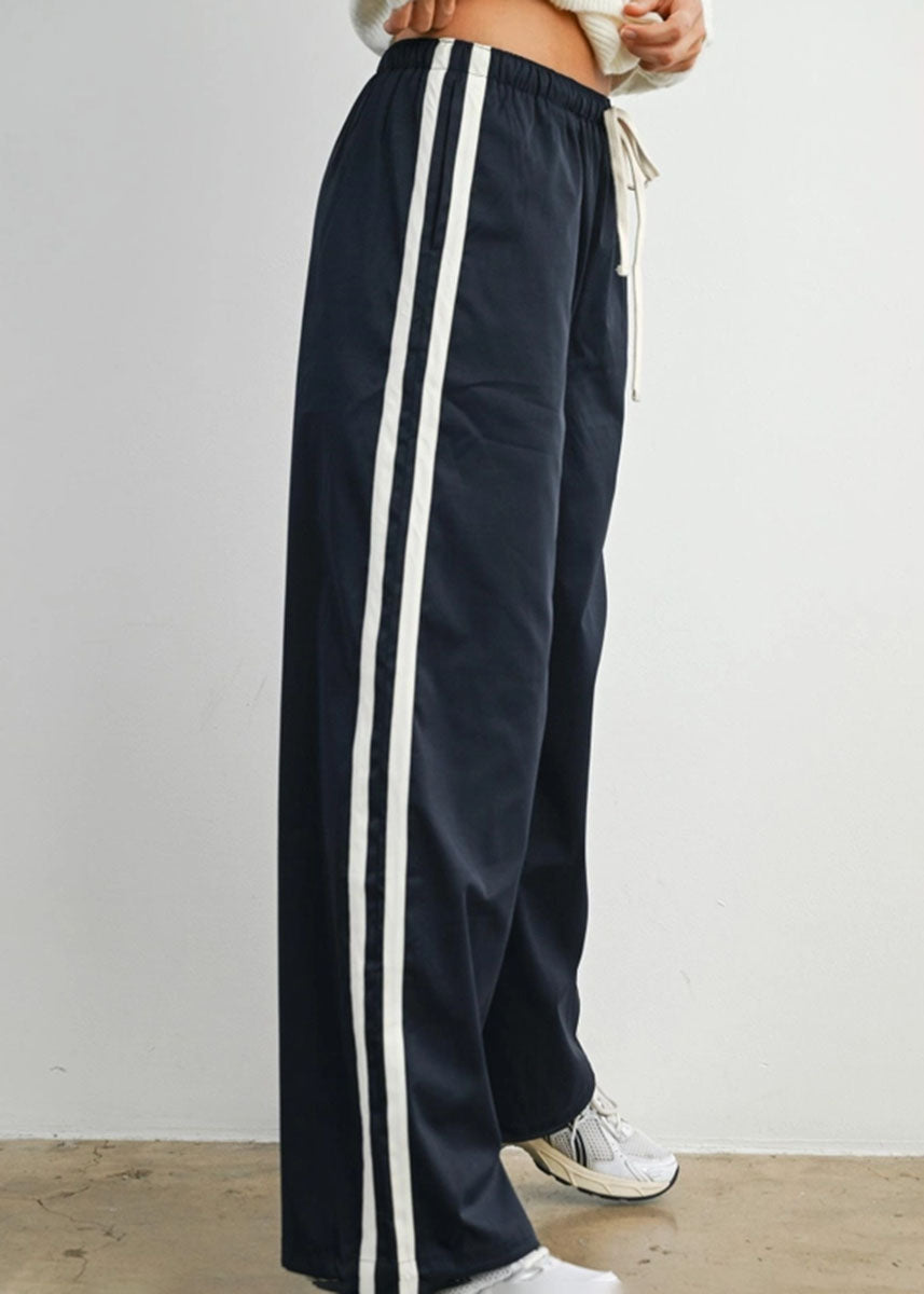 Acadia Striped Drawstring Pants - Navy & White