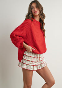 Amora Classic Waffle Top - Red
