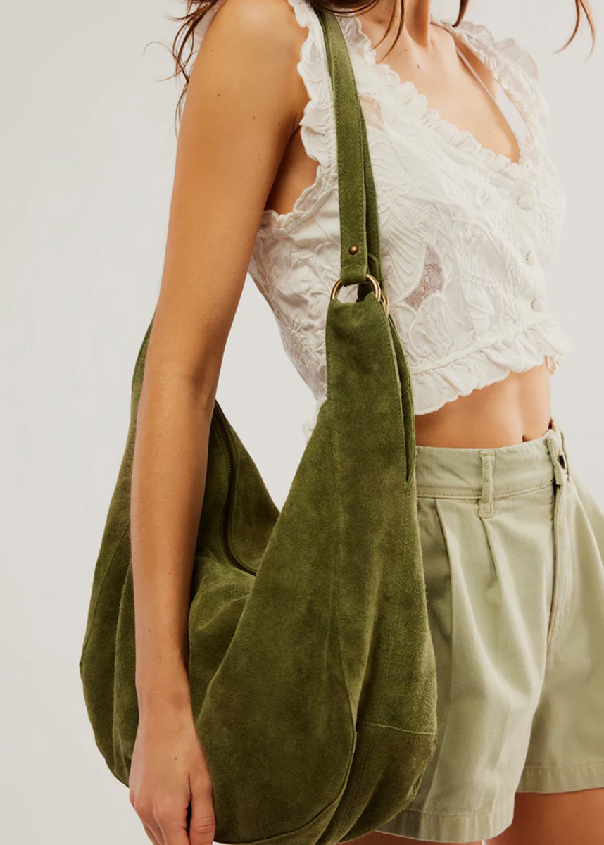 Roma Suede Tote - Olive Moss