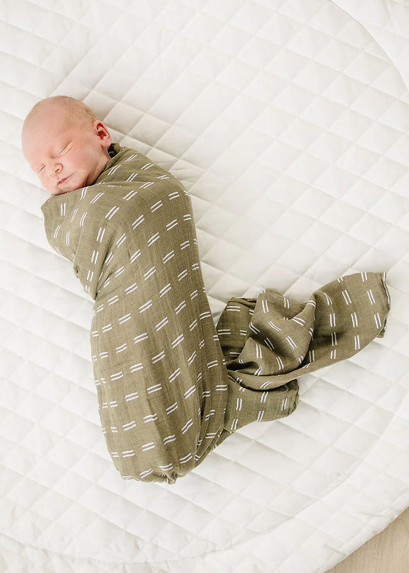 Olive Strokes Muslin Swaddle Blanket