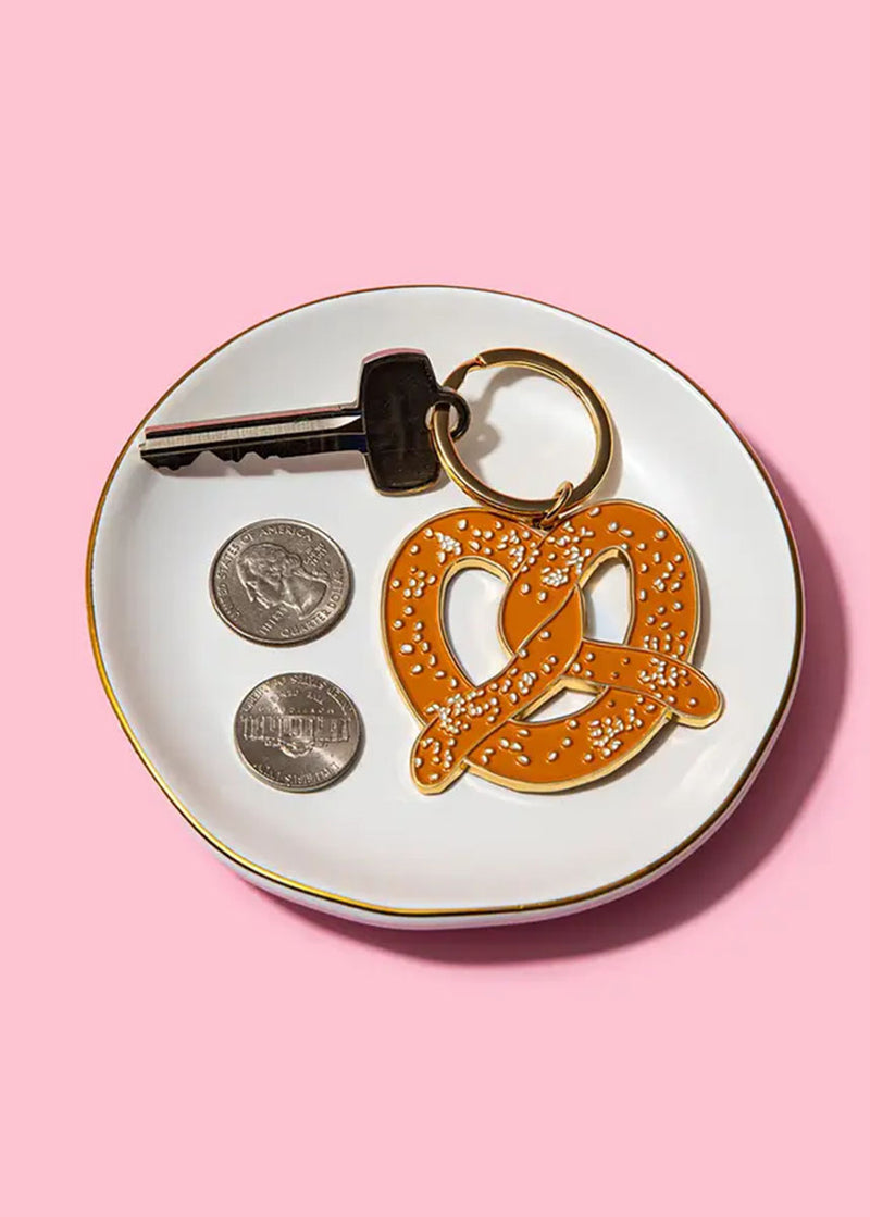 Soft Pretzel Enamel Keychain