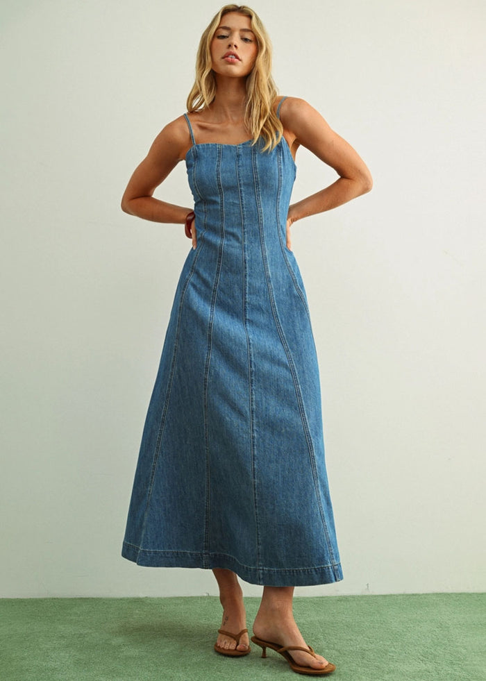 Nina Midi Dress - Washed Denim