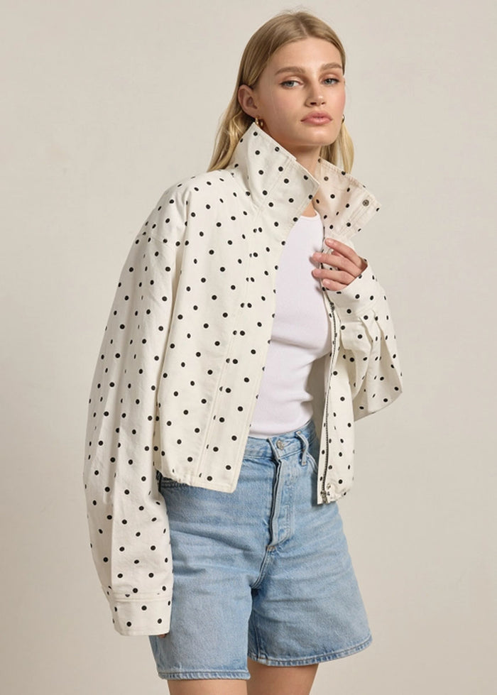 Domino Polka Dot Pullover Jacket - Cream & Black