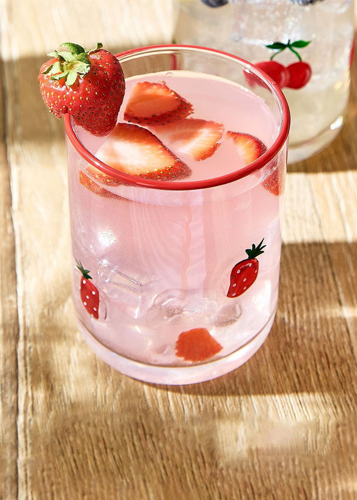 Painted Strawberries Glass