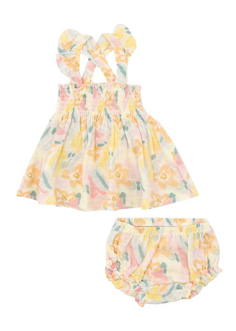 Ruffle Strap Smocked Top & Bloomers - Paris Bouquet