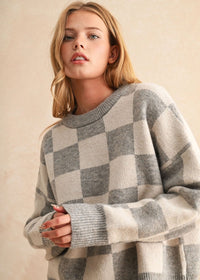 Twila Checker Sweater - Oatmeal Combo