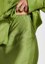 Bessa Satin Maxi Skirt - Green Apple