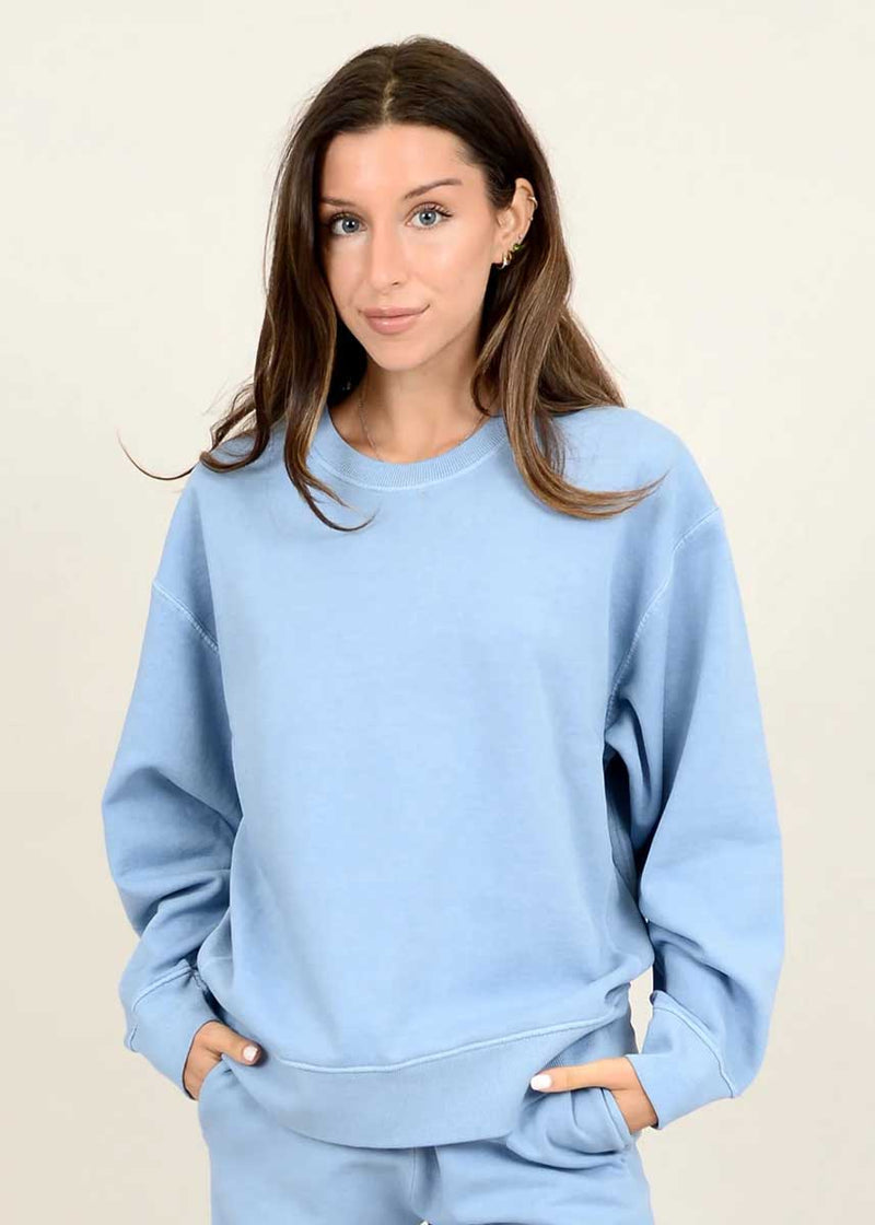 Christa Fleece Pullover - Light Blue Denim