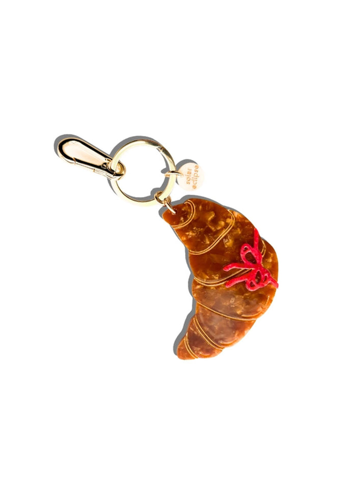 Bow Croissant Bag Charm Keychain